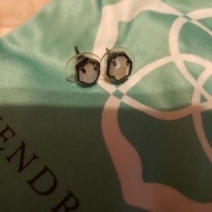 Kendra scott brand gunmetal opalite stud earrings